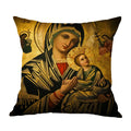 Cotton Linen Christ Pantocrator Icon Pillow Case by Axyaa