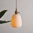Axyaa Nordic White Ceramic LED Pendant Light with Knob Switch - Modern Copper Hanging Lamp