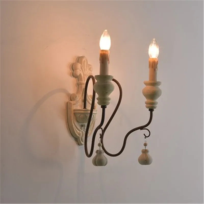 Axyaa Rustic Iron Wood Wall Sconce Retro Decor Industrial Loft Lamp