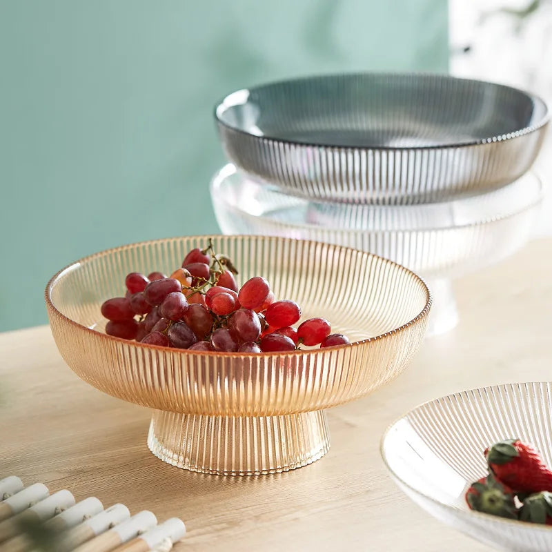 Axya Glass Fruit Plate Cake Dessert Display Tray for Home Hotel Restaurant Decor