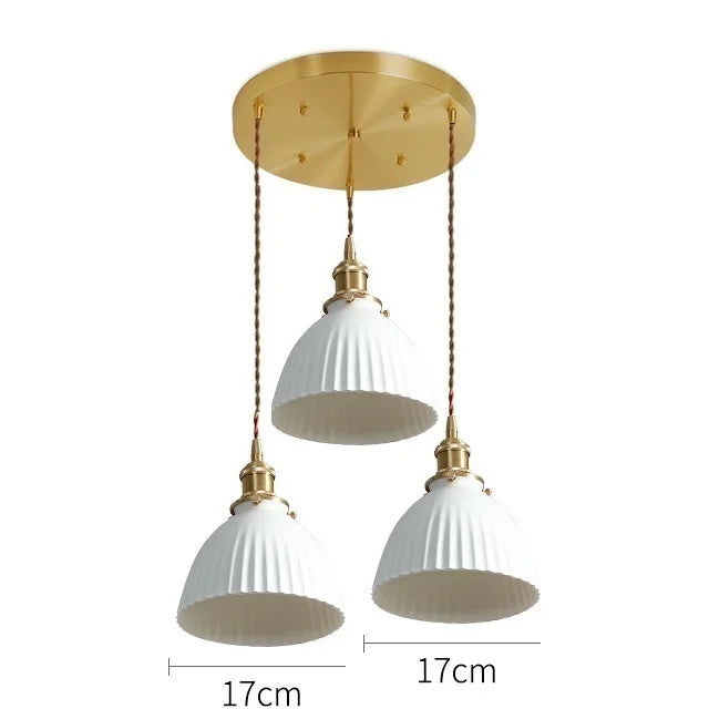 Axyaa Ceramic LED Pendant Light - Modern Copper Hanging Lamp