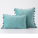 Velvet Tassel Throw Pillow Cover for Couch & Sofa - Axyaa Branded Luxe Accent Cushions
