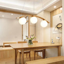 Nordic Wooden Chandelier with White Glass Ball Design for Axyaa Home Lighting