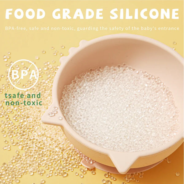 Axya Silicone Baby Tableware Set - Cartoon Cat Design, Anti-Slip, BPA Free