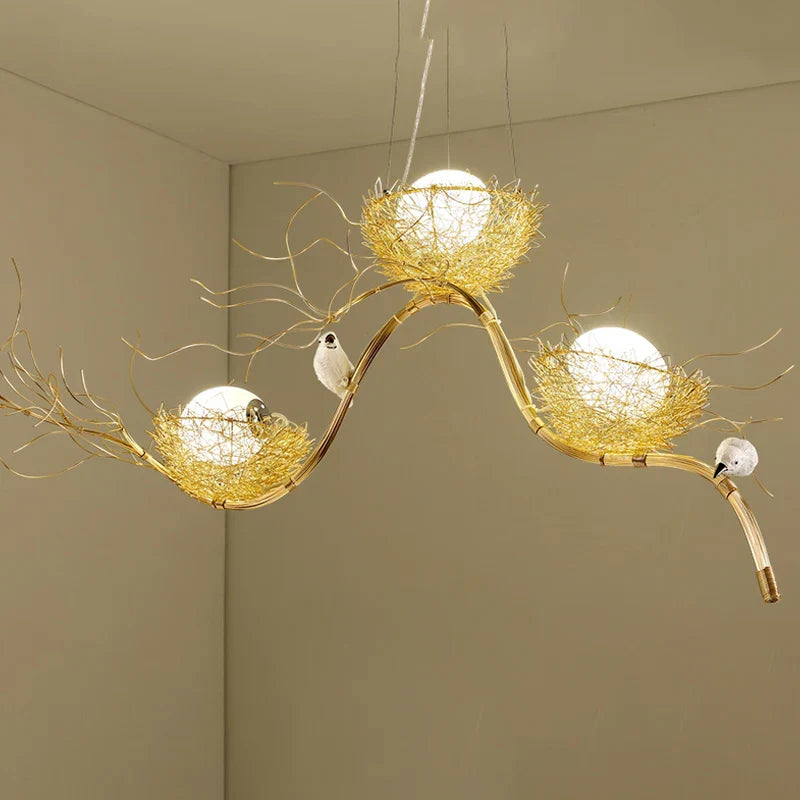 Axyaa Bird's Nest LED Pendant Lights: Nordic Style for Dining Room, Cafe, and Restaurant