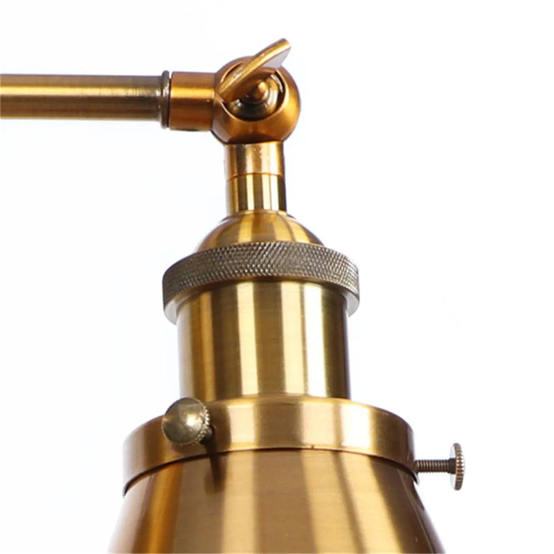 Axyaa Vintage Iron Gold Wall Lamp with Long Arm - High-Quality Brass Sconce