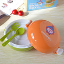 Axyaa Kids Round Bento Box with Fork & Spoon, Double-layer Lunch Box