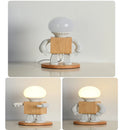 Axyaa Modern Nordic White Wood LED Table Lamp for Kids' Bedroom