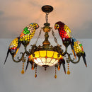 Axyaa Tiffany Style Parrot Lamp: Colorful Stained Glass Chandelier for Dining Room