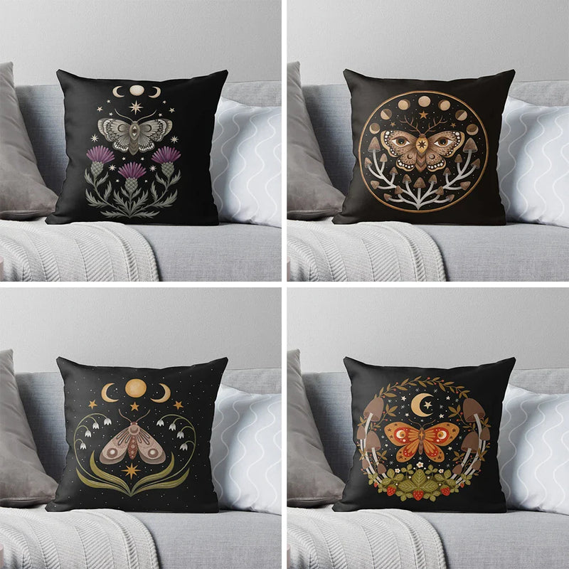 Nordic Cushion Cover 18x18 Black Double Side Printed Pillow Cover for Living Room Sofa by Axyaa