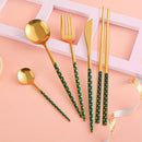Axyaa Stainless Steel Cutlery Set - Chopsticks, Forks, Spoons, Knife - Kitchen Tableware