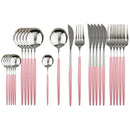 Axyaa Black Stainless Steel Dinnerware Set: 24Pcs Cutlery Flatware Gift Set