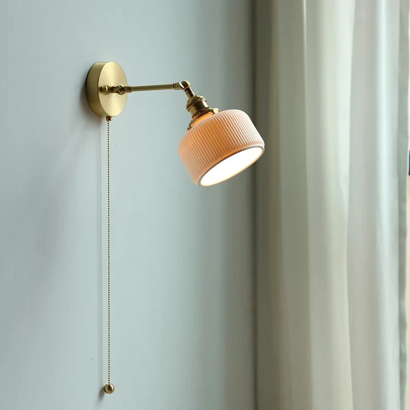 Axyaa Ceramic Modern Wall Lamp with Pull Switch and LED Light