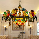 Axyaa Tiffany Style Parrot Lamp: Colorful Stained Glass Chandelier for Dining Room