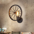 Axyaa Industrial Metal Wheel Wall Sconce - Vintage Loft Bedside Light