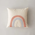 Rainbow Stripe Cushion Cover with Pink Rope Embroidery, 45x45cm, Axyaa