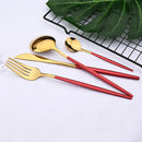 Axyaa White Gold Dinnerware Set 24pcs Stainless Steel Cutlery Flatware Set
