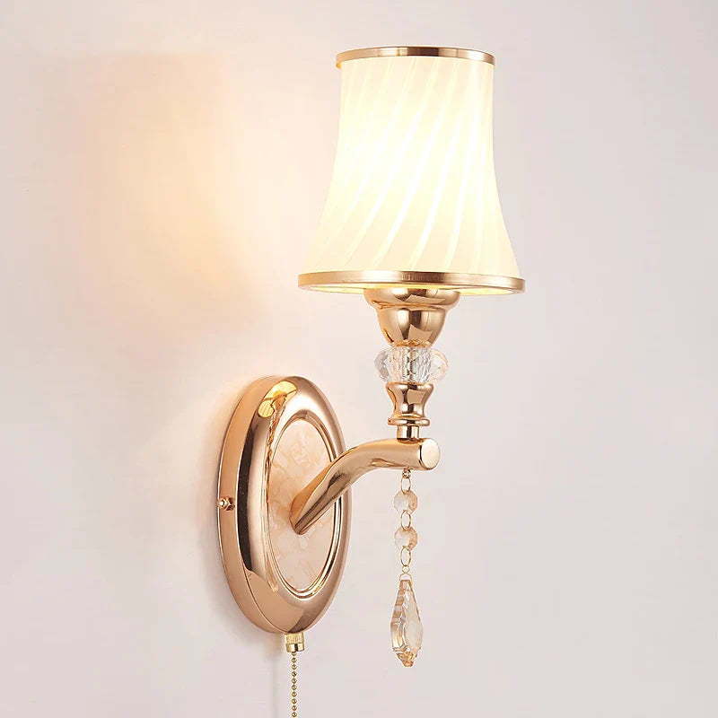 Axyaa Nordic Glass Shade Wall Lamp with Switch - Modern Bedroom Decor
