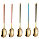 Axyaa Stainless Steel Long Coffee Spoon Set Vintage Tableware Teaspoons Dessert Ice Cream