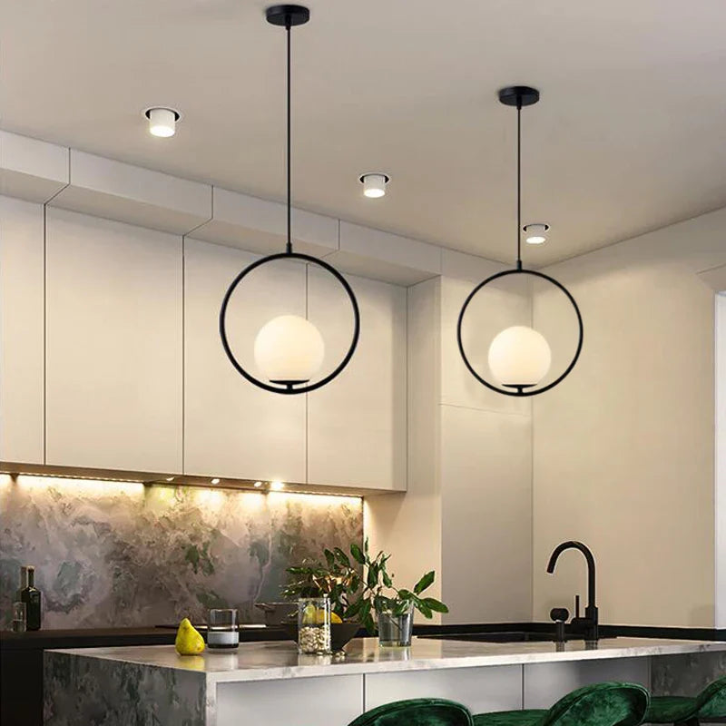 Axya Nordic Glass ball LED Pendant Lights for stylish spiral decor.