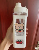 Axyaa Square Pastel Straw Bottle: Large Capacity Cute Water Bottle for Travel & Outdoor Sports