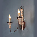 Axyaa Vintage Wood Wall Lamps - French Country Rustic Sconces for Bedroom Farmhouse Hallway