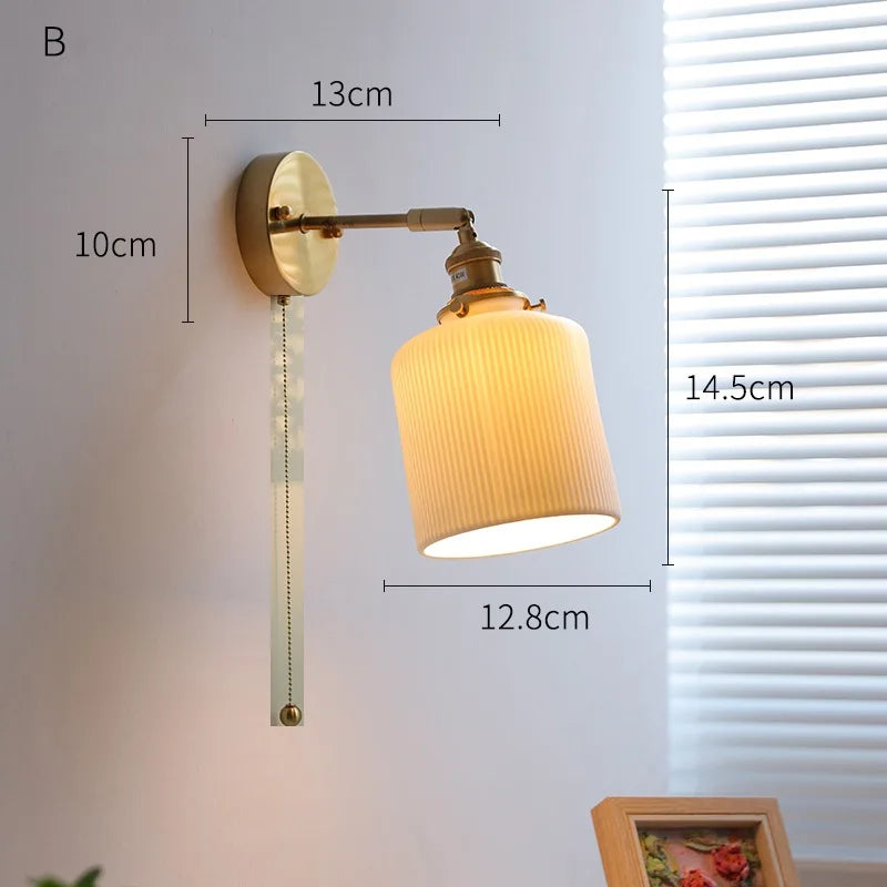 Axyaa Ceramic LED Wall Lamp with Knob Switch for Bedroom, Bathroom, and Stairway