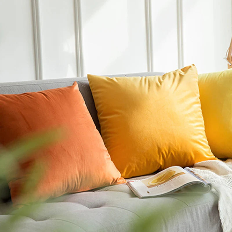 Axyaa Velvet Cushion Cover 45x45cm White - Decorative Pillow Cover for Sofa Home