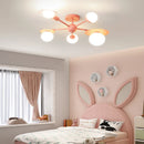 Axyaa Nordic Kids Chandelier: Glass Lampshade LED Ceiling Light, Blue Pink Princess Room.
