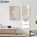 Axyaa Bohemian Floral Beige Canvas Print Yoga Zen Wall Art Poster Decor