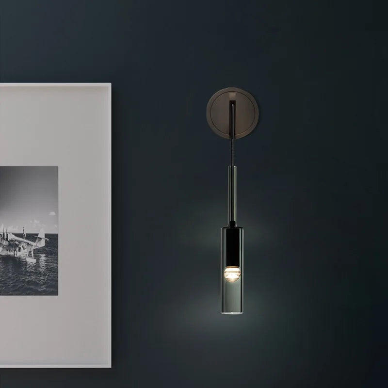 Axyaa Smoky Gray LED Glass Wall Light for Modern Indoor Lighting