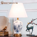 Axyaa Blue & White Ceramic Table Lamp: Elegant Vintage Luxury for Living Room Bedroom