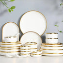 Axya Porcelain Dinner Tray Set - White Ceramic Tableware Kitchen Plates Bowls