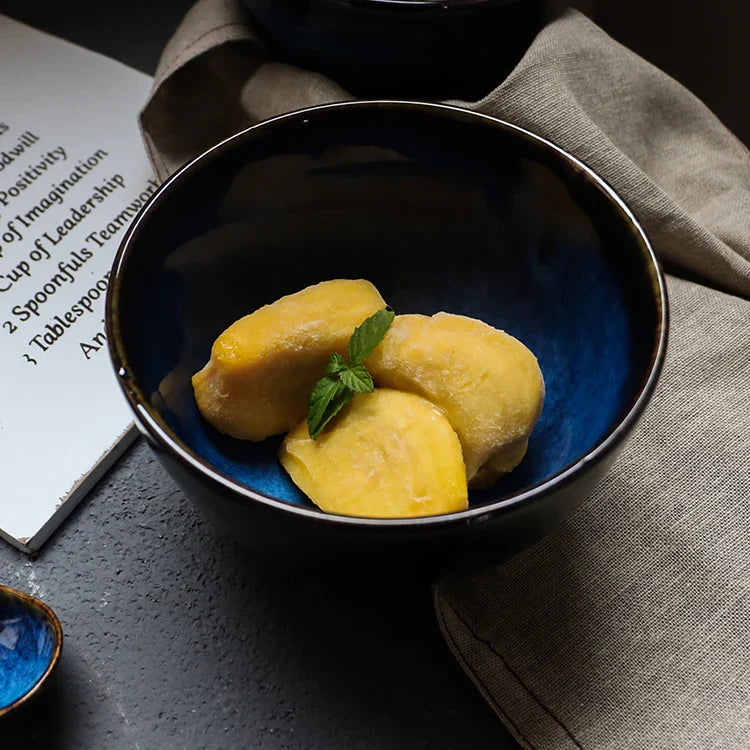 Axya Ceramic Salad Bowl Set - Japanese Style Retro Tableware for Home and Restaurant