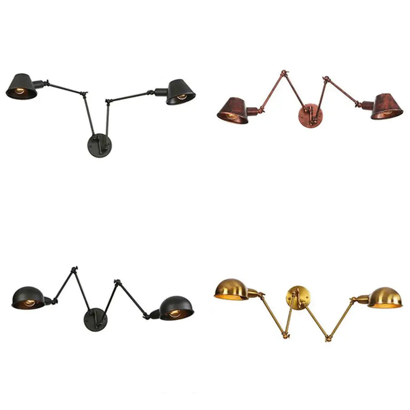 Modern Double Swing Arm Wall Lights by Axyaa: Bedside Novelty Indoor Lamp