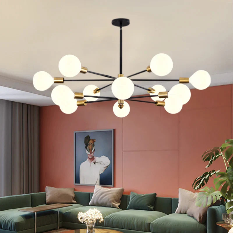 Axya Nordic Gold Black Chandelier Ceiling Light Fixture