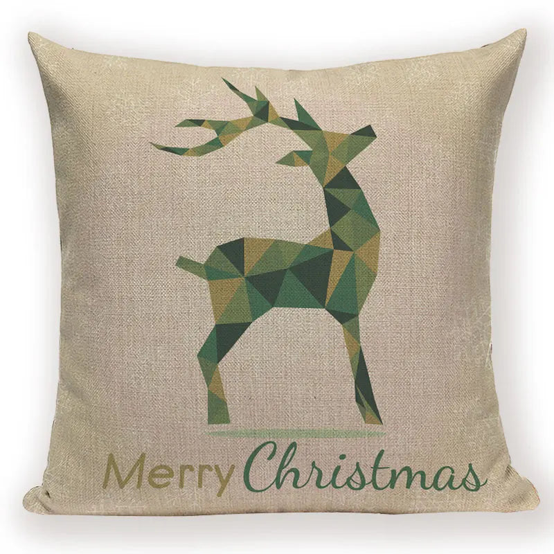 Christmas Cartoon Santa Claus Deer Pillows Covers Merry Christmas Gifts for The New Year by Axyaa