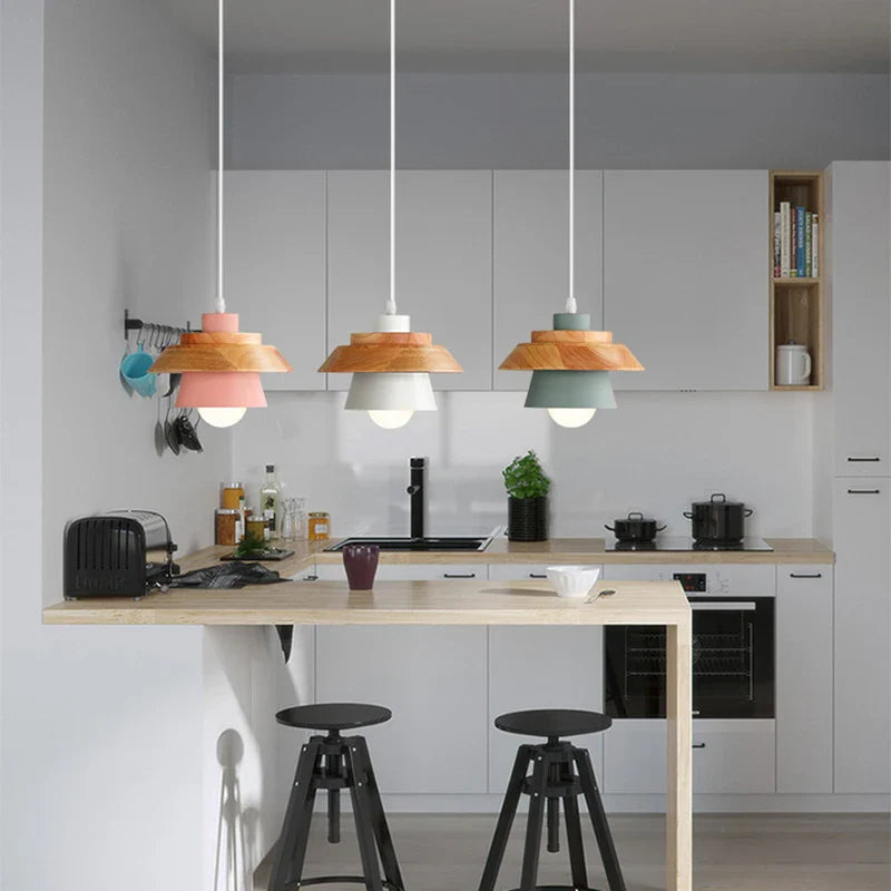 Axyaa Nordic LED Pendant Light - Modern Simplicity Iron and Wood Decoration