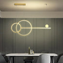 Axyaa Black Gold White LED Linear Ring Chandelier for Kitchen Dining Room