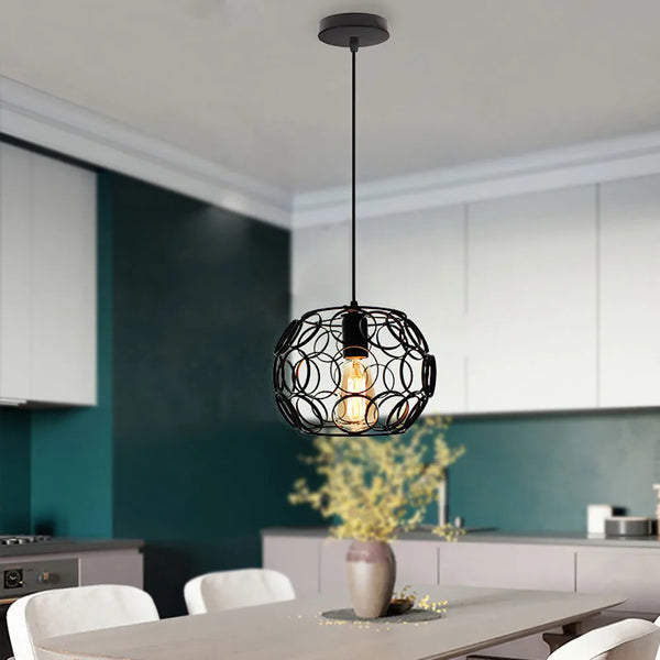 Axya Industrial Iron Pendant Lights Modern Metal Cage E27 LED Hanging Lamp
