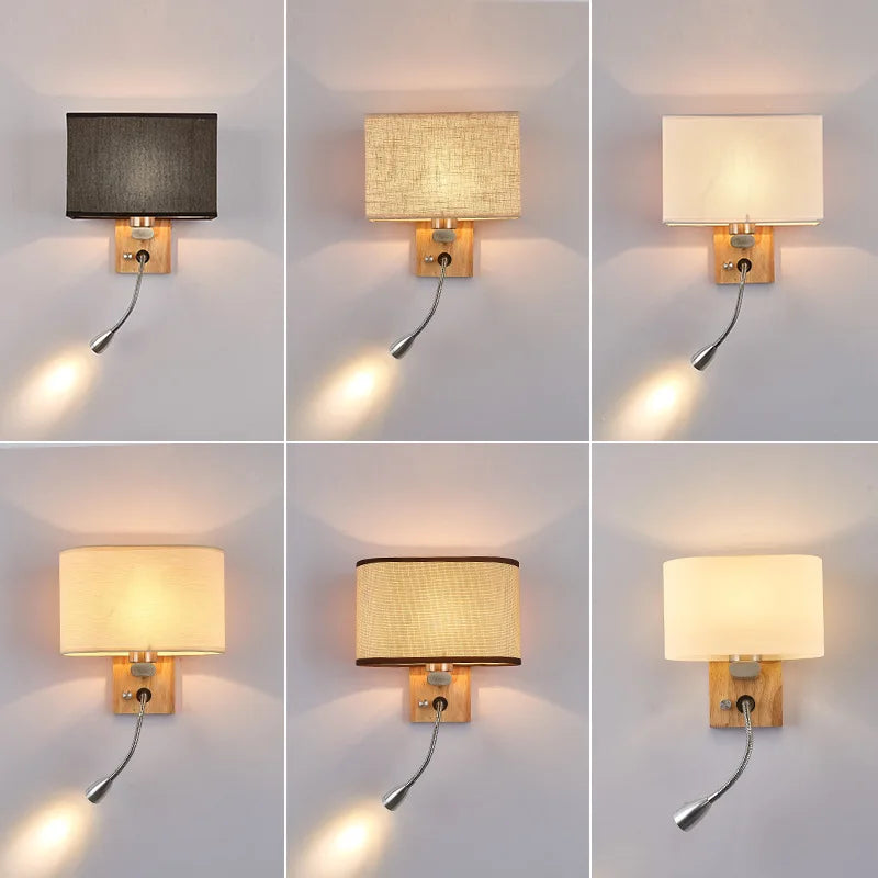 Axyaa Wood Led Wall Lamp Nordic Bedroom Lighting