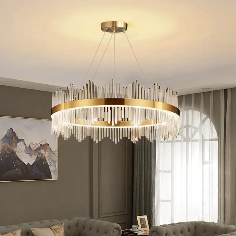 Axyaa Crystal Chandelier Light Luxury Pendant Dining Room Modern Hall Lamp