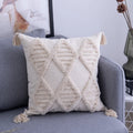 Axyaa Beige Tufted Tassel Pillow Cover 18x18" 12x20" for Couch Bed Living Room