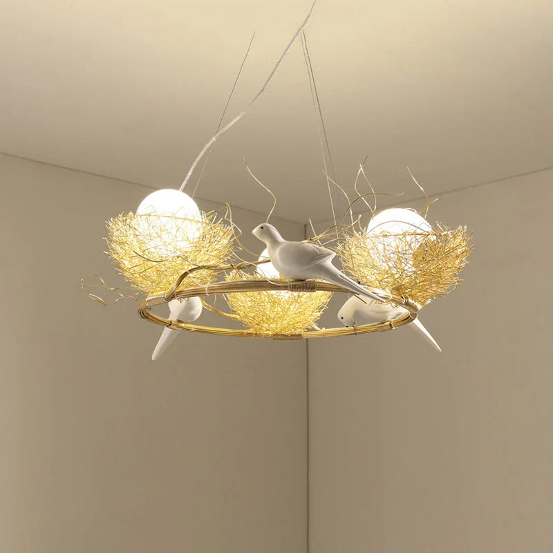 Axyaa Bird's Nest LED Pendant Lights: Nordic Style for Dining Room, Cafe, and Restaurant