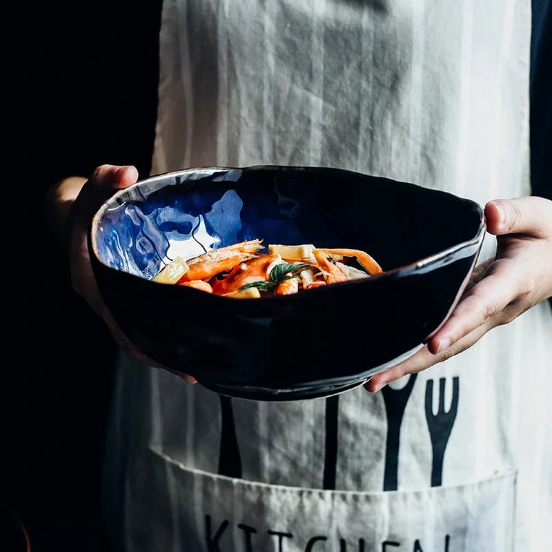 Axya Irregular Ceramic Bowl Set for Dining - Creative Tableware for Noodles and Rice