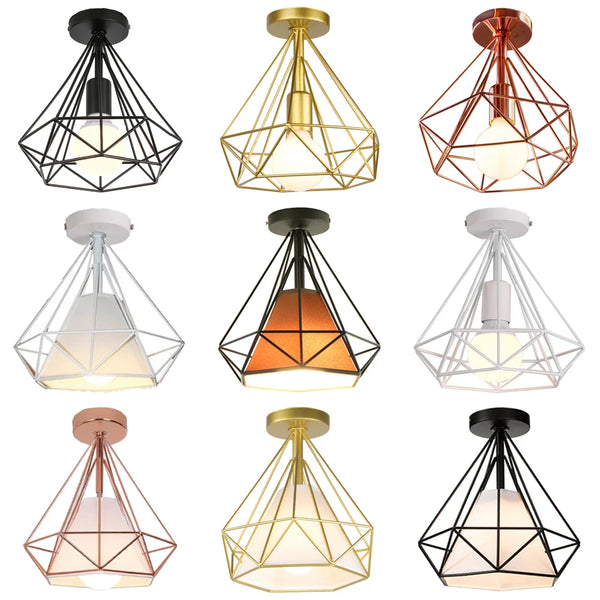 Axya Iron Cage LED Ceiling Lamp Modern Nordic Vintage Retro Lighting Fixture