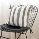 Axyaa Woven Tassel Cushion Cover - White & Black - 45x45 - Home Sofa Decor