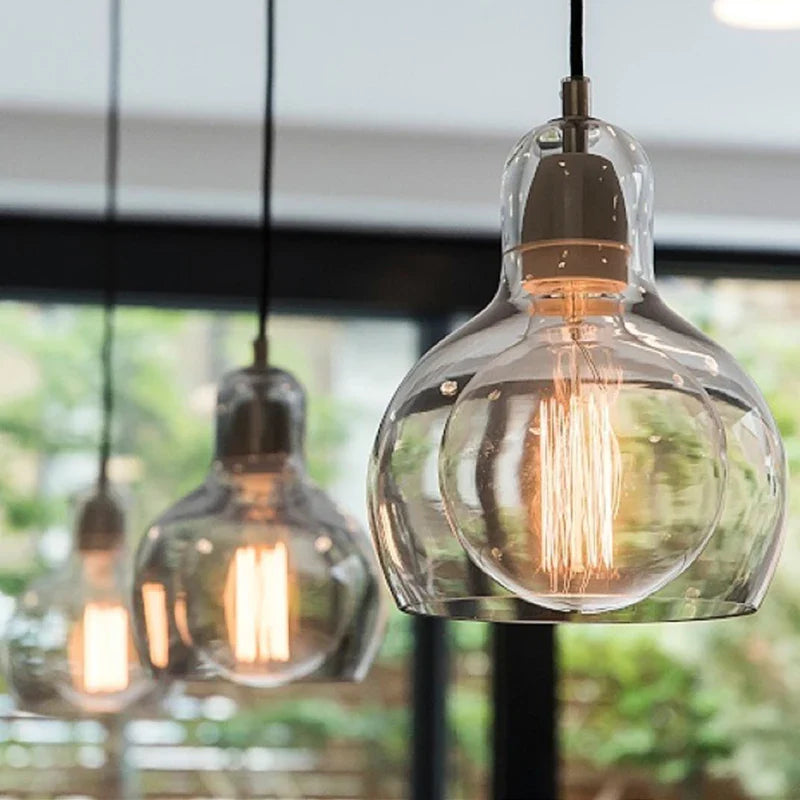 Axyaa Modern Glass LED Pendant Light - Elegant Retro Dining Room and Bar Lamp E27