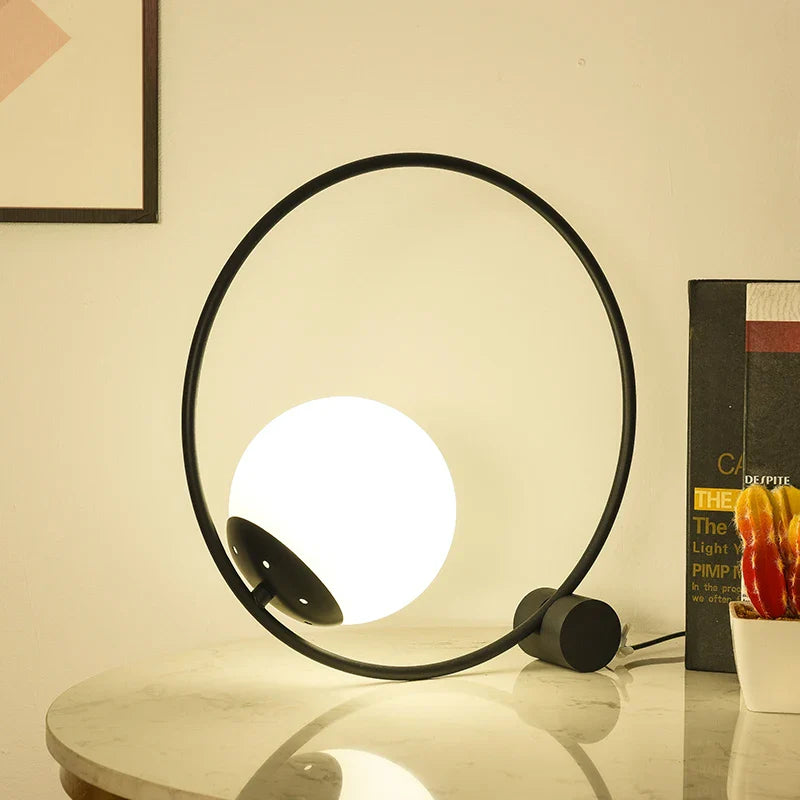 Axyaa Round LED Desk Lamp Iron Bracket Modern Minimalist Table Light