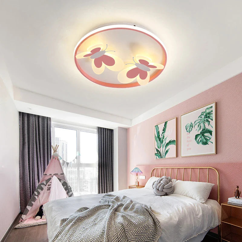 Axya Pink Butterfly LED Ceiling Lamp for Kids' Bedroom